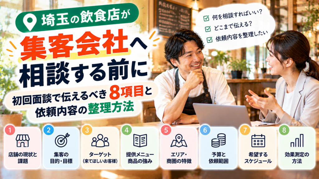 埼玉の飲食店が集客会社へ相談する前に｜初回面談で伝えるべき8項目と依頼内容の整理法