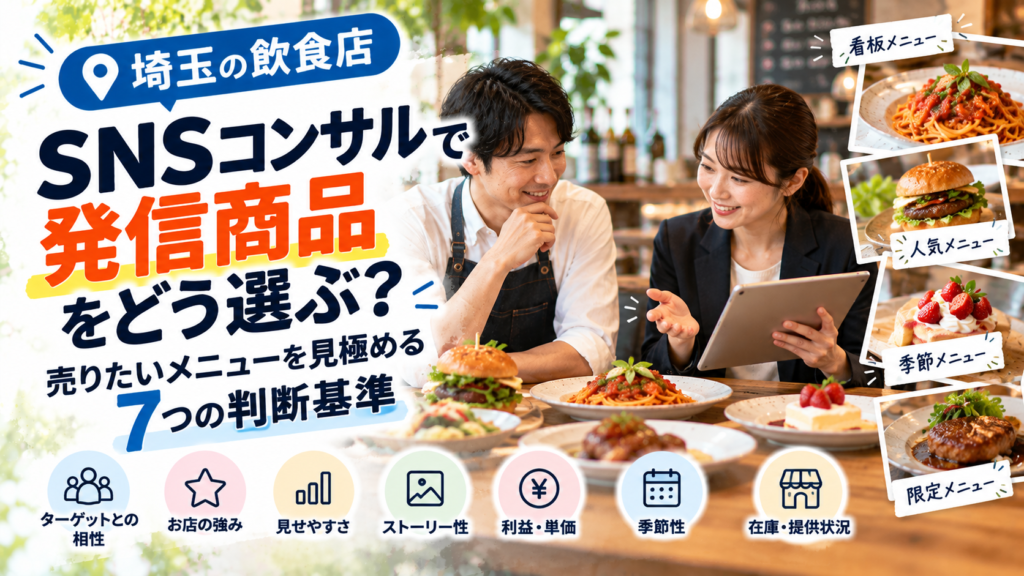 埼玉の飲食店SNSコンサルで発信商品をどう選ぶ？売りたいメニューを見極める7つの判断基準
