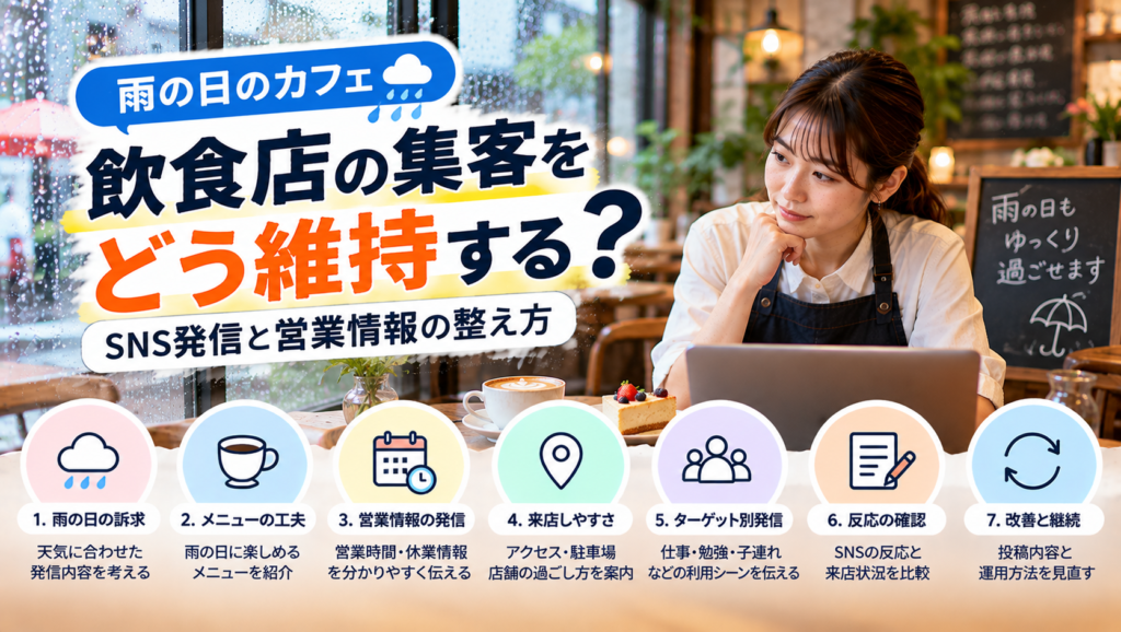 埼玉の飲食店集客｜雨の日にカフェの客足が落ちるときのSNS発信と営業情報の整え方